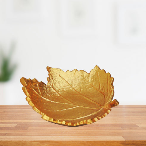 Brass Decorative Gold Plated Leaf Bowl 0.186kg